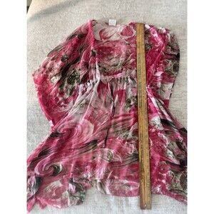Sunflower Swim Coverup Women's One Size Pink Floral Scene Sheer